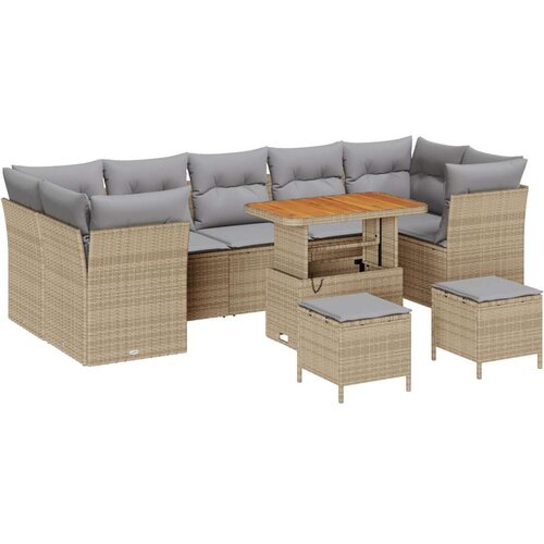  Set od 10 komada vrtnih sofa s jastučićima bež poli ratan akacija  set od 3 komada vrtne blagovaonice s jastučićima bež poli rat Cijene