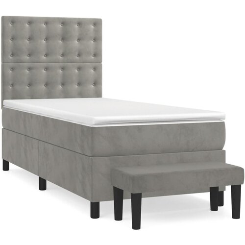 Box spring krevet s madracem svjetlosivi 90x190 cm bar&amp;scaron;unasti Slike