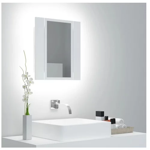  LED kopalniška omarica z ogledalom bela 40x12x45 cm