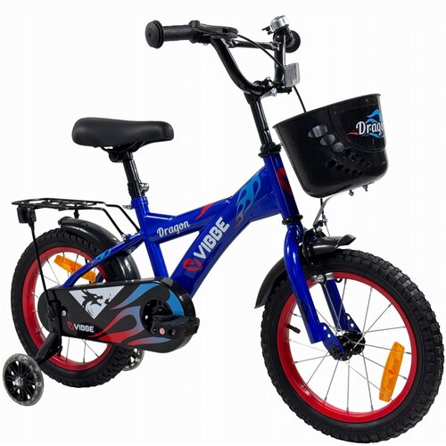  Dječji bicikl Vibbe dragon BMX 14 inča s vodilicom i bočnim kotačima YM-CB-23 - plavi Slike