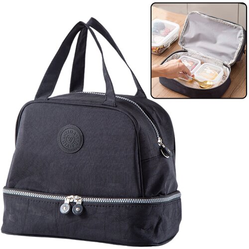  Funkcionalna i elegantna termo torba za ručak 27cm - crna Slike