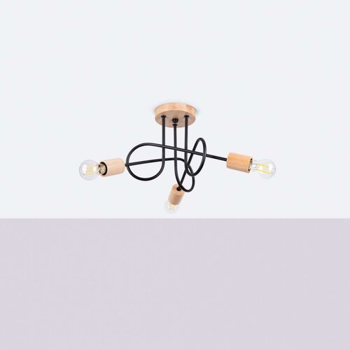  Sollux SL.1477 - Plafonski luster EMBER 3xE27/15W/230V crna/bež/bukva Slike