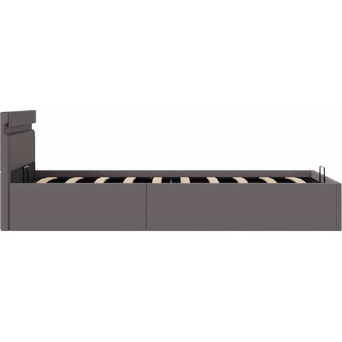 Hidraulični okvir za krevet od umjetne kože LED sivi 90x200 cm Slike