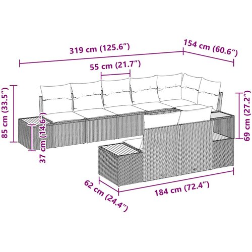  Sjedeća garnitura za vrt 8 kom. Siva Poli ratan 319 x 154 x 69 cm Slike