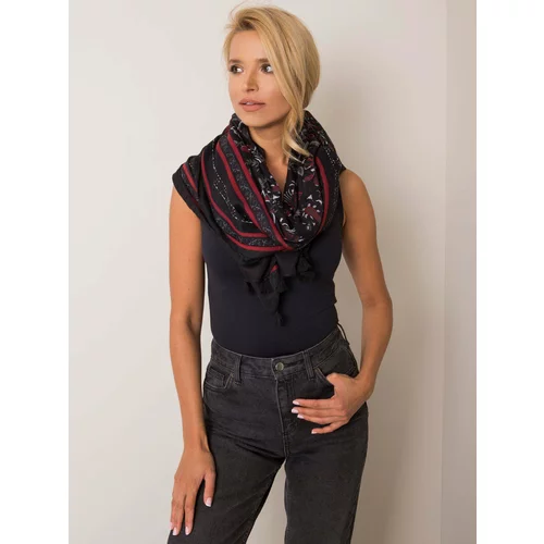 Fashion Hunters Black scarf with a flower pattern