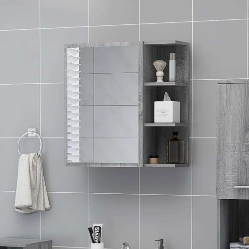 vidaXL Kopalni&scaron;ko ogledalo siva sonoma 62,5x20,5x64 inženirski les Cene