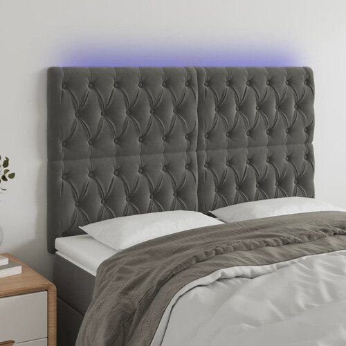 vidaXL LED uzglavlje tamnosivo 144x7x118/128 cm baršunasto Cijene