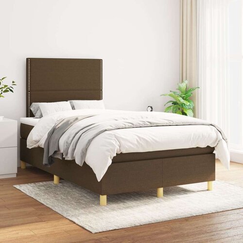 Box spring postelja z vzmetnico temno rjav 120x200 cm blago, (20725667) Slike