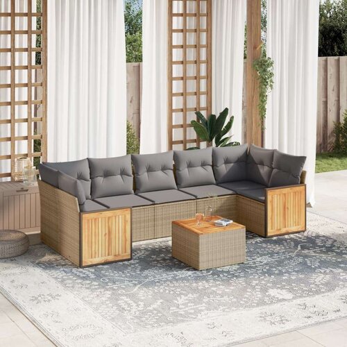 VidaXL 8-dijelni set vrtnih sofa od poliratana s jastucima bež Slike