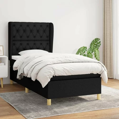 Box spring postelja z vzmetnico črna 80x200 cm blago, (20792123)