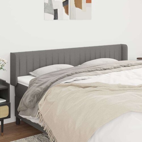  Vzglavje z u&amp;scaron;esi temno sivo 183x16x78/88 cm blago, (20793989) Slike
