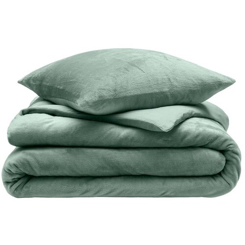 Douceur d int&amp;eacute;rieur Zelena 3-dijelna posteljina za bračni krevet/za produženi krevet od mikroflanela 240x220 cm Flanou &amp;ndash; Slike