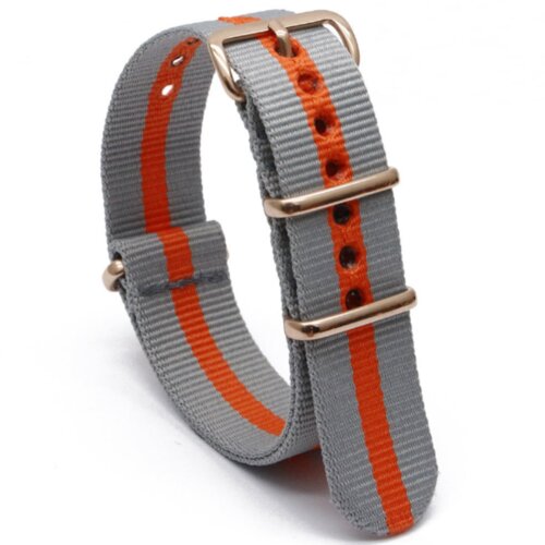 INF Najlonski pa&scaron;ček za uro z ovalno zaponko Grey+Orange 18 mm, (21605708) Cene