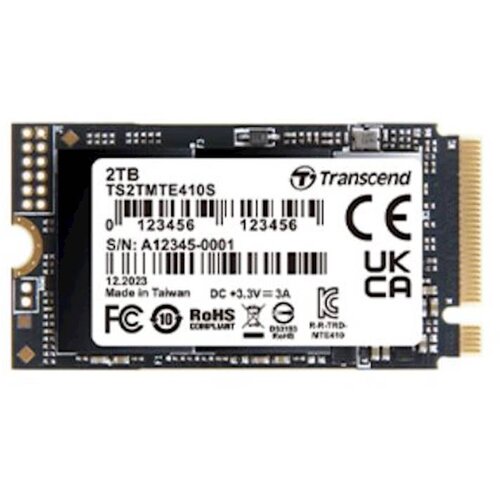 Transcend TS512GMTE410S 512GB, M.2 2242, pcie Gen4x4, nvme, 3D tlc, dram-less, read up to 5000 mb/s, write up to 3500 mb/s, single-sided Slike