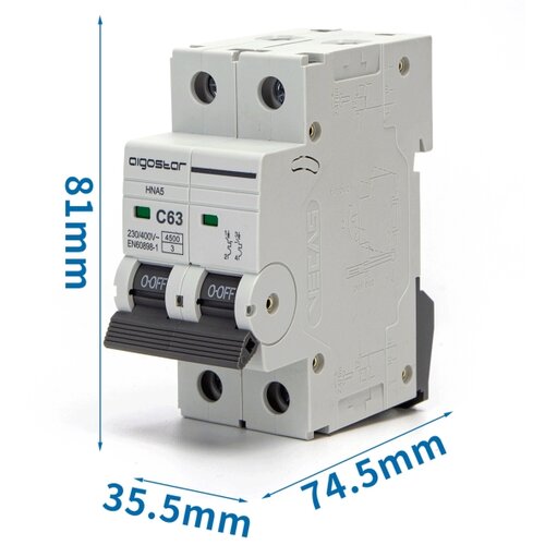 Aigostar Dvofazni automatski osigurač 2P-63A-C 230-400V Slike