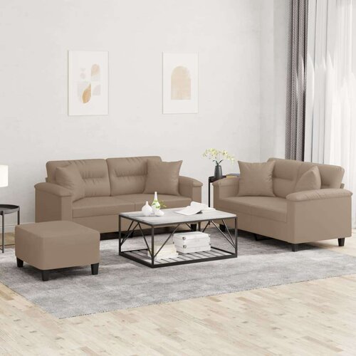  3-dijelni set sofa s jastucima boja cappuccina od umjetne kože Cijene