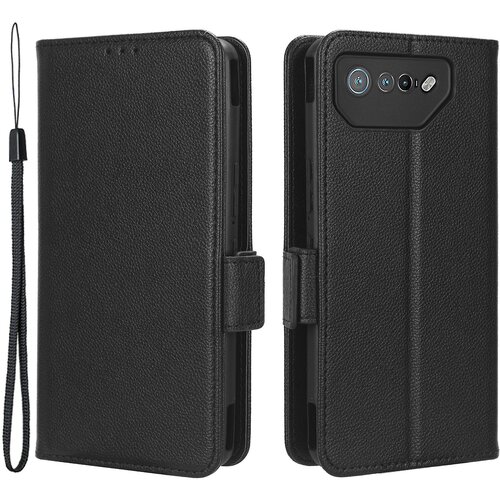 INORCO Za telefon Asus ROG Phone 7 5G preklopno stojalo za telefon lupina PU usnjena denarnica proti padcu torbica s teksturo litchi telefonski ovitek, (22033515) Slike