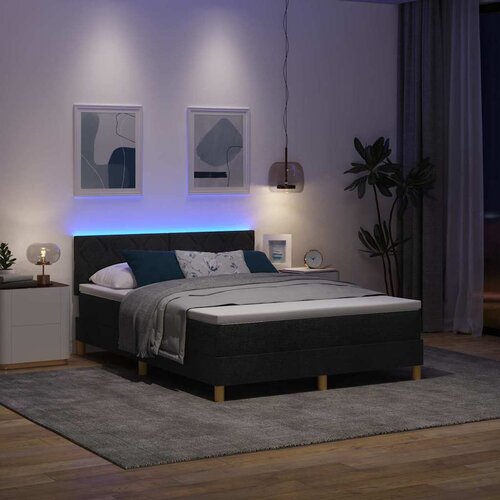  LED Box Spring Krevet s LED trakama Crna 140 x 190 cm tkanina Slike