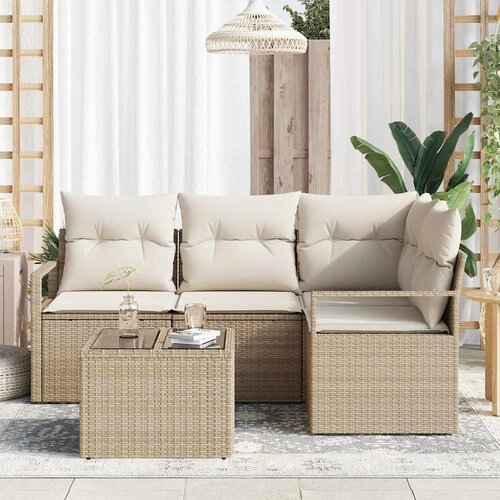  Set sofe 5 kom. Bež i krema poliratan 177 x 122 x 85 cm Slike