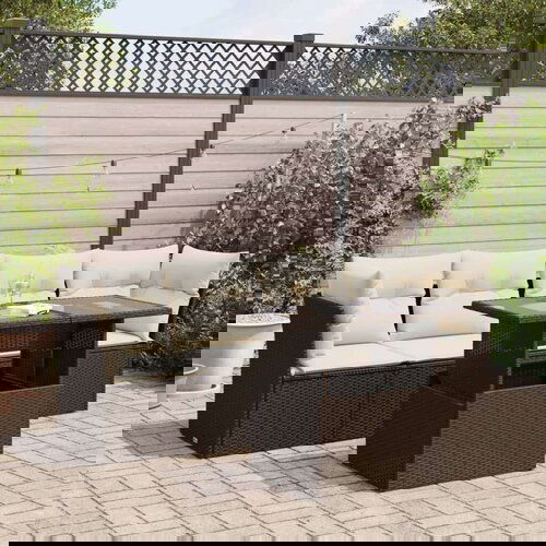  5-dijelni set vrtnih sofa s jastucima poliratan smeđi Cijene