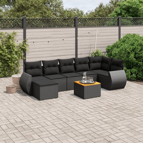 vidaXL 8-dijelni set vrtnih sofa od poliratana s jastucima crni Cijene