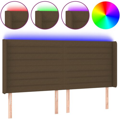 vidaXL LED posteljno vzglavje temno rjavo 183x16x118/128 cm blago, (20936306) Cene