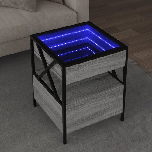 VidaXL Stolić s beskonačnim LED svjetlima boja hrasta 40 x 40 x 51 cm Slike
