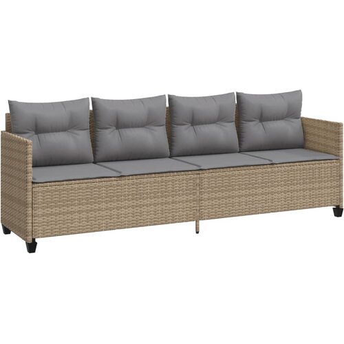  5-dijelni vrtni set sofa s jastucima bež od poliratana 204 x 55 x 70 cm Slike