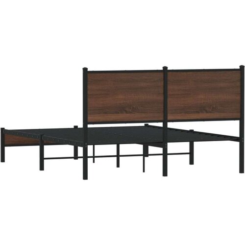 VidaXL metalni okvir kreveta s uzglavljem smeđa boja hrasta 140x200 cm Slike