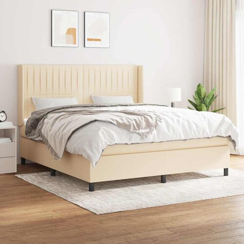  Krevet s oprugama i madracem krem 160x200 cm od tkanine Cijene
