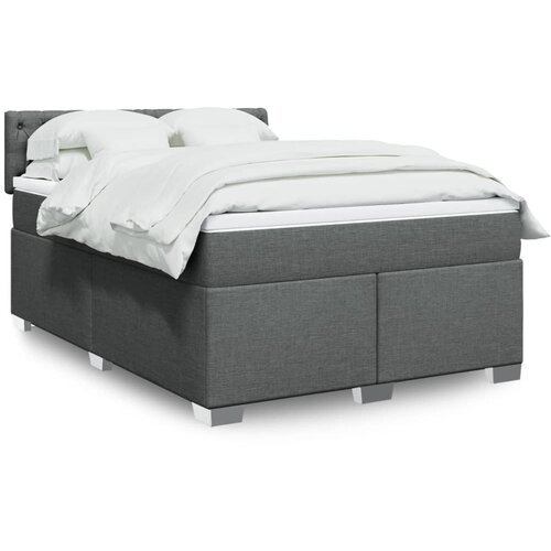 VidaXL Okvir kreveta s oprugama i madrac svjetlosivi 140x200cm tkanina Slike