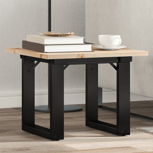 vidaXL Klubska mizica O okvir 50x50x35 cm trdna borovina lito železo Cene