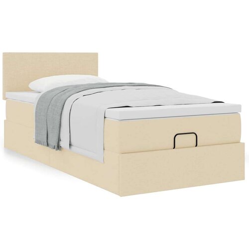  Otomanski okvir kreveta s madraca krem 80x200cm od tkanine Cijene