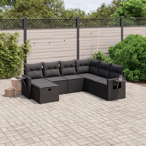vidaXL 7-dijelni set vrtnih sofa od poliratana s jastucima crni Cijene