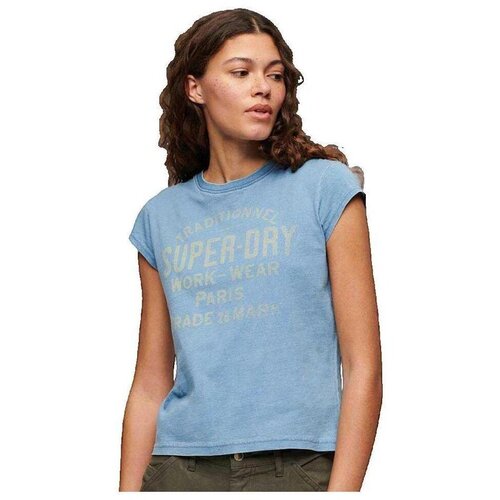 Superdry Majice & Polo majice T-shirt Workwear Indigo d&eacute;lav&eacute; Modra Cene