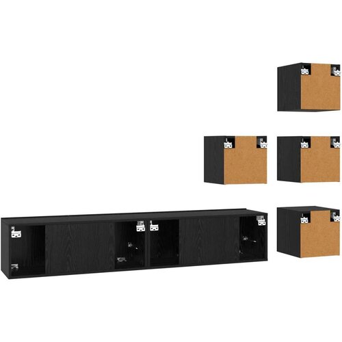  Set TV komoda 6 pcs 80 x 30 x 30 cm Crni hrast - Crni hrast Slike