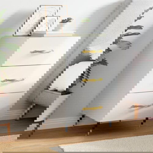 VidaXL Nočna omarica visok sijaj bela 40x40x66 cm inženirski les Slike