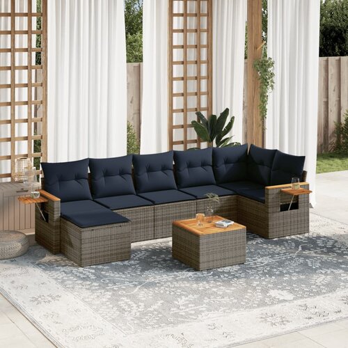 vidaXL 8-dijelni set vrtnih sofa od poliratana s jastucima sivi Cijene