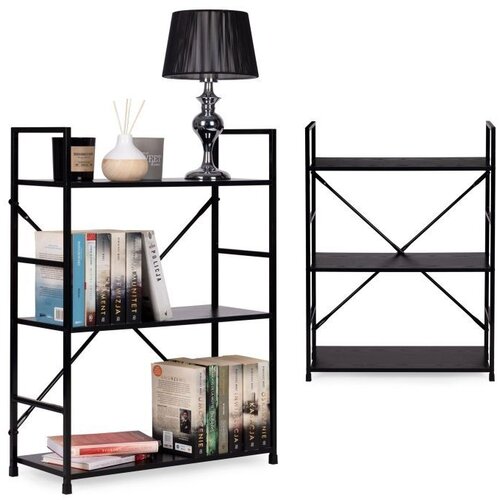ModernHome LOFT polica sa 3 police i metalnim okvirom &ndash; Black Cene
