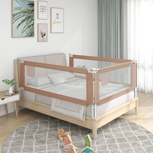 VidaXL Posteljno varovalo za malčke taupe 200x25 cm blago Slike