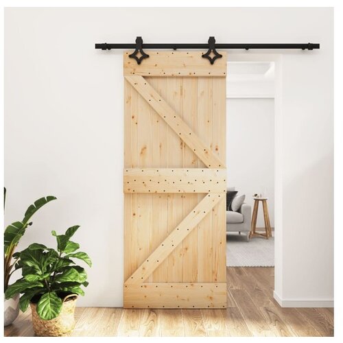 vidaXL Drsna vrata s kompletom vodil 85x210 cm trdna borovin Cene