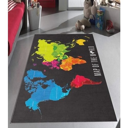  Tepih za decu sa gumenom podlogom 140x220cm - Karta sveta, crni TG-2102 Cene