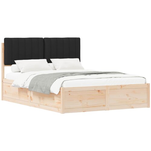 vidaXL Posteljni okvir z oblazinjenim vzglavjem Črna 135 x 190 cm, (5000104184) Cene