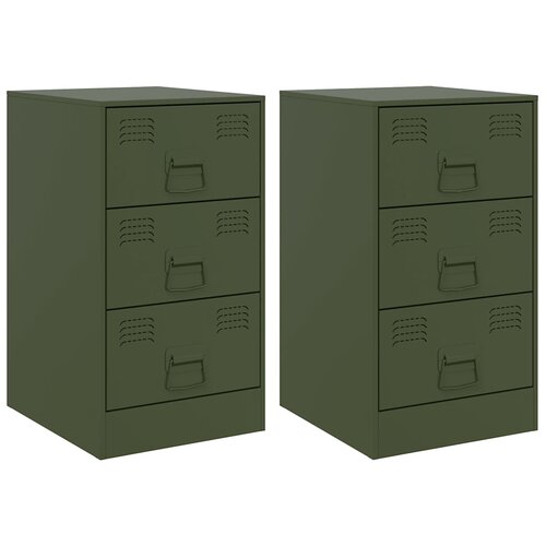 Maison Chic Dvo delni komplet Nočne omarice - Nočne mize olivno zelena 34,5x39x62 cm jeklo, (21688919) Slike