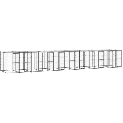VidaXL Zunanji pasji boks jeklo s streho 26,62 m&amp;sup2; Slike
