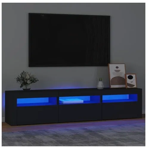  TV omarica z LED lučkami črn 180x35x40 cm