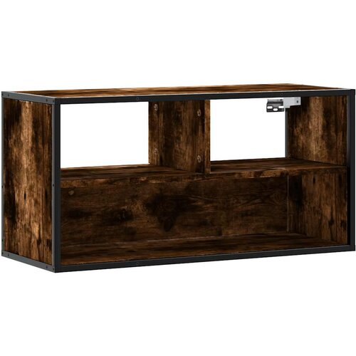 Maison Chic TV omarica - TV stojalo - Televizijska omarica dimljen hrast 80x31x39,5 cm inženirski les in kovina, (21699822) Slike