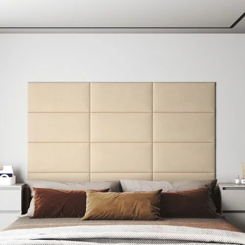 vidaXL Stenski paneli 12 kosov krem 60x30 cm blago 2,16 m²