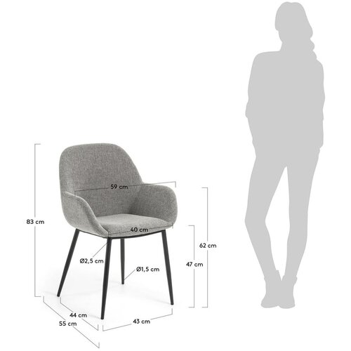 Kave Home Temno sivi jedilni stoli v kompletu 4 ks Konna &amp;ndash; Slike