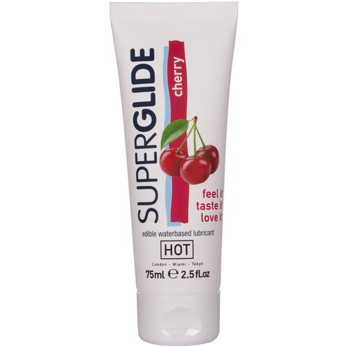 Hot Superglide Edible Waterbased Lubricant Cherry 75ml Slike